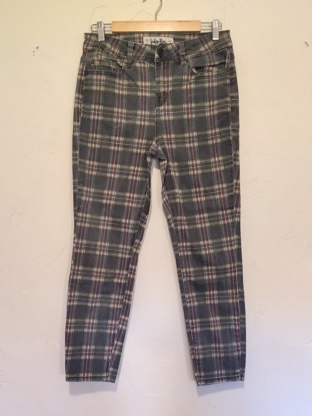 Indigo Reign Plaid Stretch Jeans